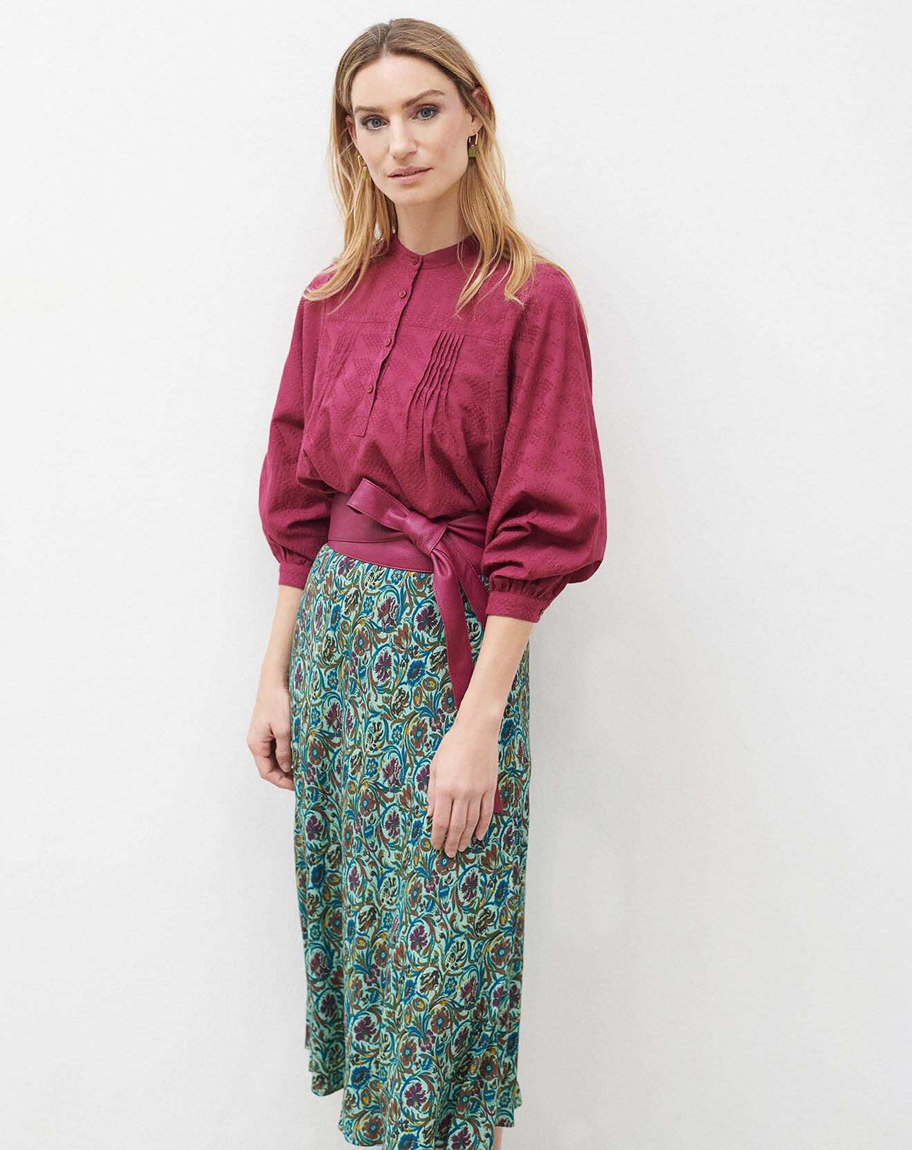 Caroll Blouse Célestine à borderies beaujolais