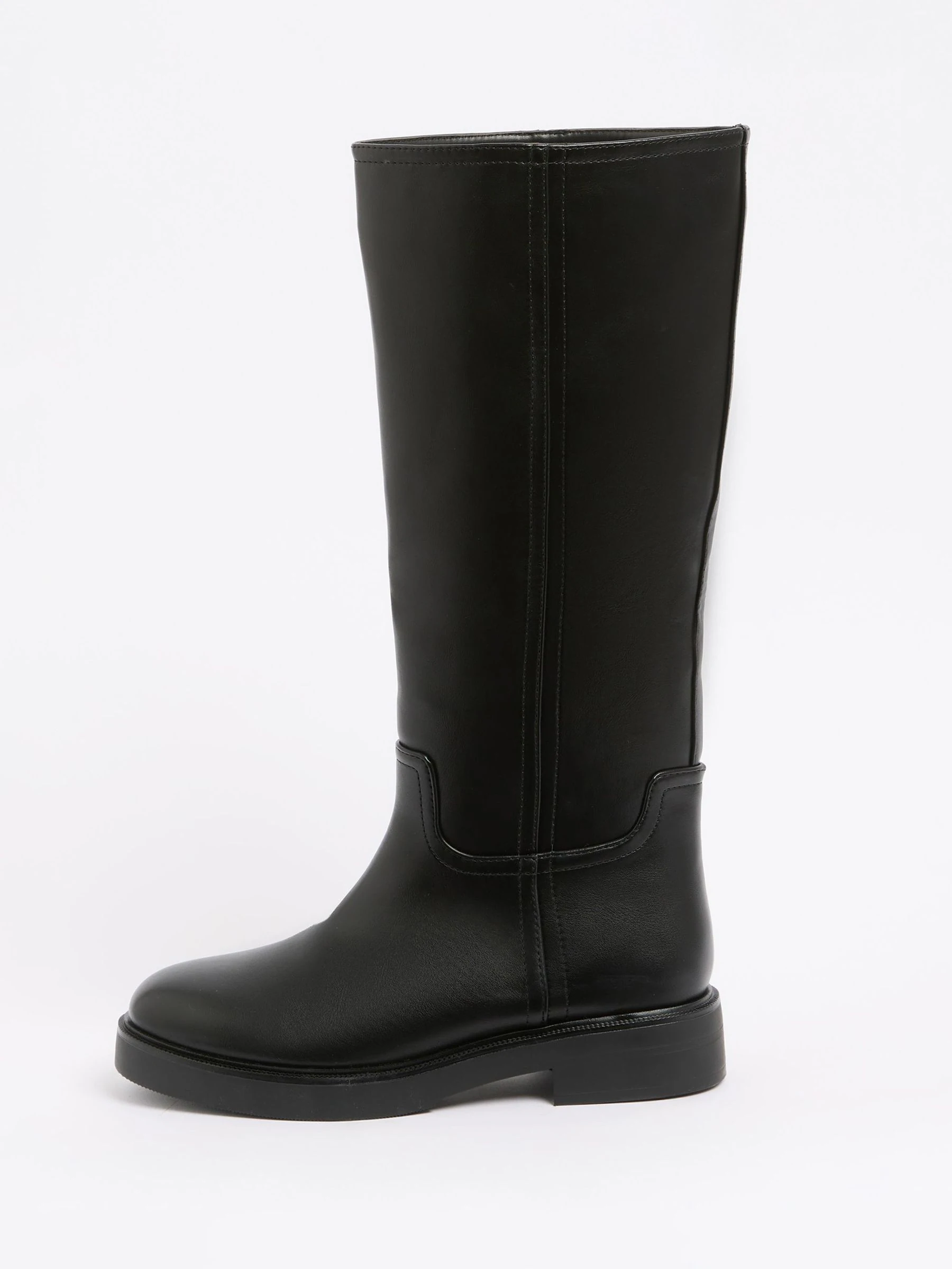 Zwart - Friends Like These Faux Leather Casual Flat Pull On Knee High Long Riding Boots