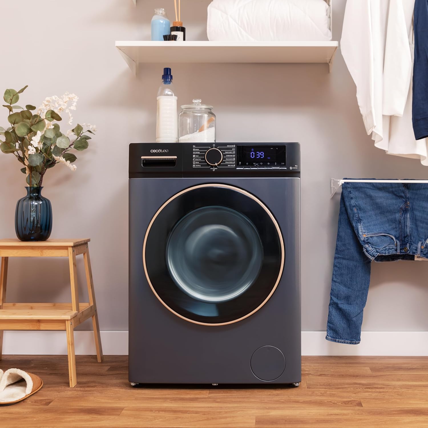 Cecotec Lave-linge 8 kg Bolero DressCode 8610 Inverter Steel A. Chargement Frontal, 1400 RPM, SteamMax, Motor Inverter Plus, 15 Programmes, OnSmart, Stop&Go, DrrumClean, Caoutchouc Antibactérien
