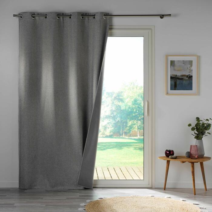 RIDEAU OEILLETS 140X260CM 100 OCCULTANT CREPUSCULE GRIS
