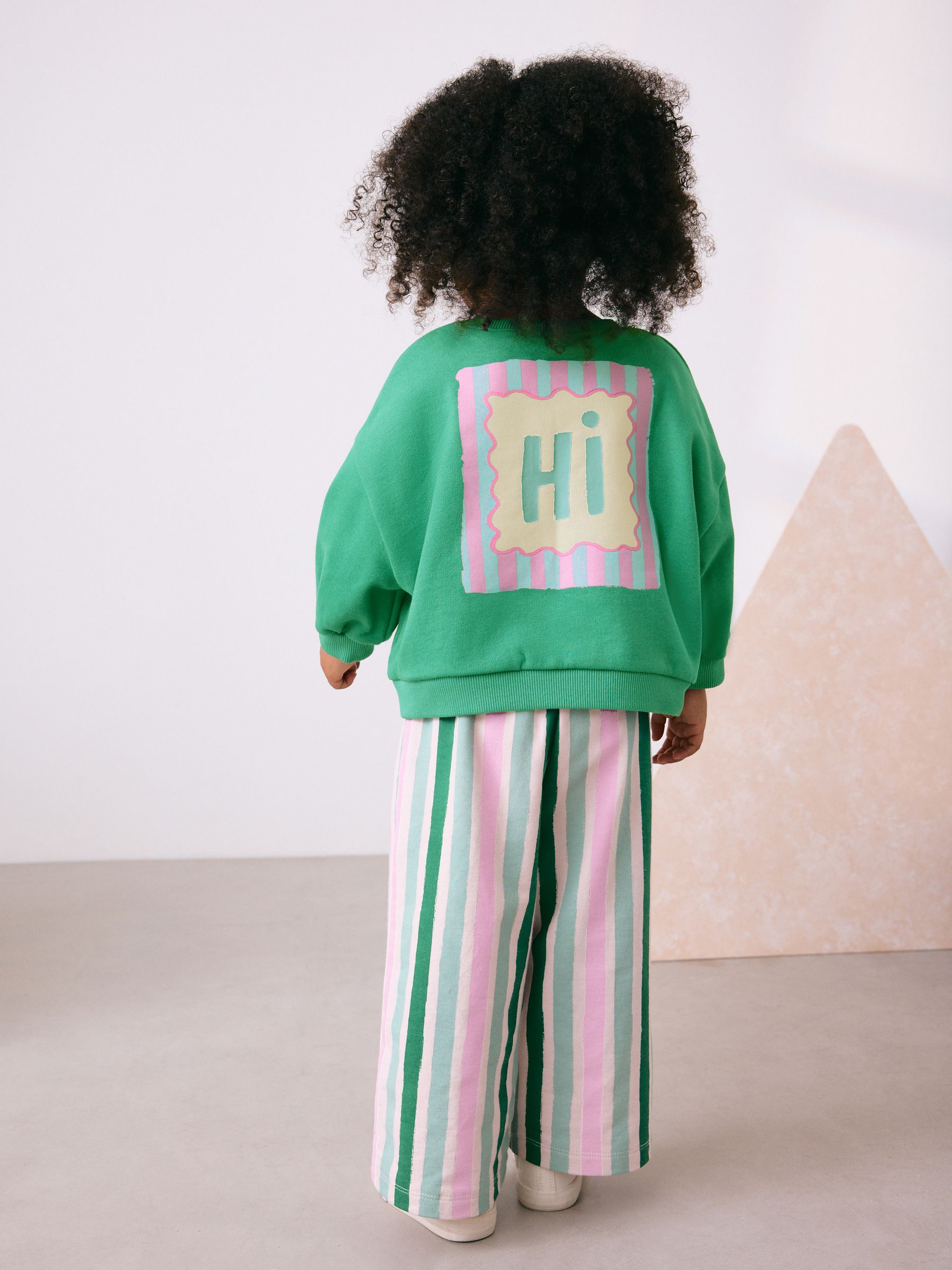 Groen Hey Hi - Set van sweatshirt en broek met wijde pijpen (3mnd -7jr)