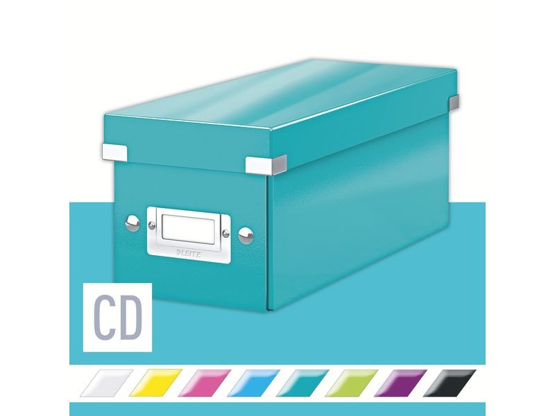 Leitz Aufbewahrungsbox 30 CD-Hüllen, Blau Zusammenfaltbare Aufbewahrungslösung für CDs, eisblau
