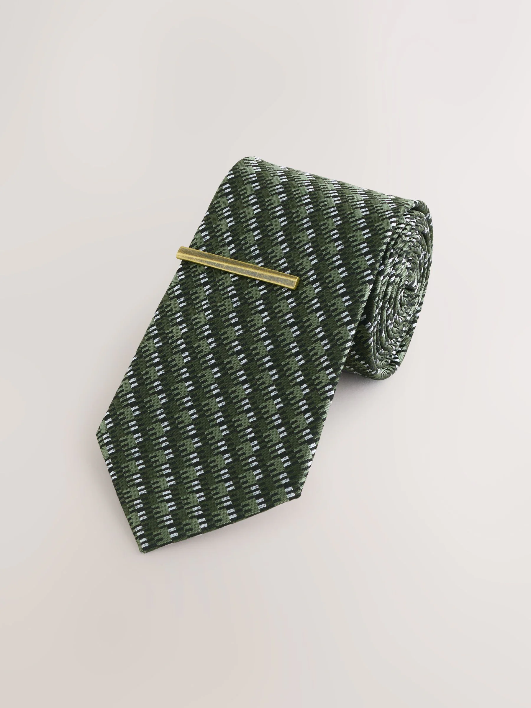 Groen en wit - Das met patroon
