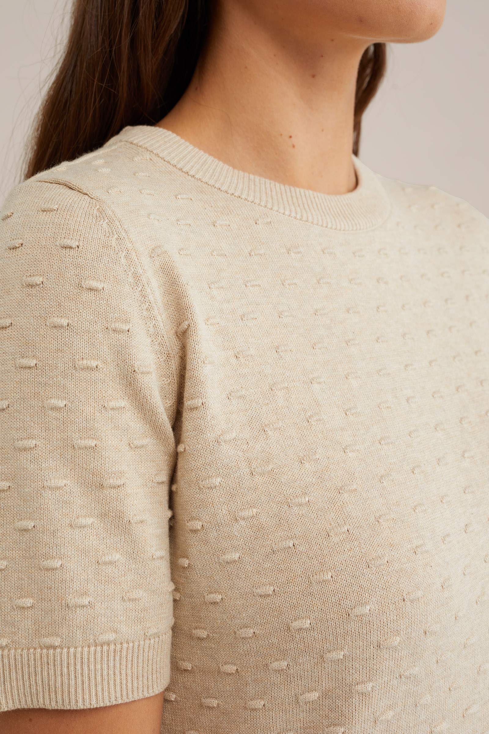 trui met structuur WE Fashion Beige