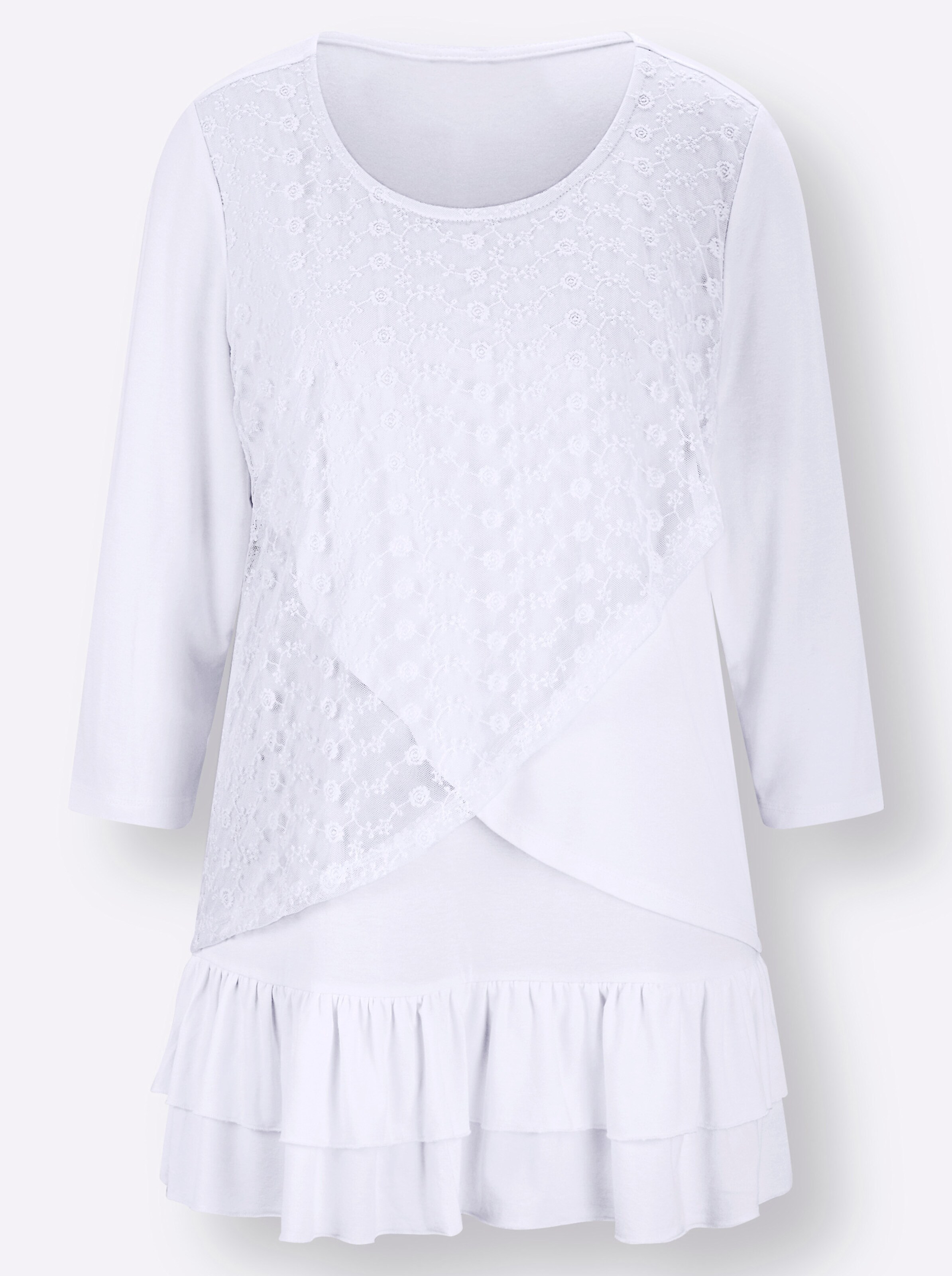 3/4-Arm-Shirt in weiß