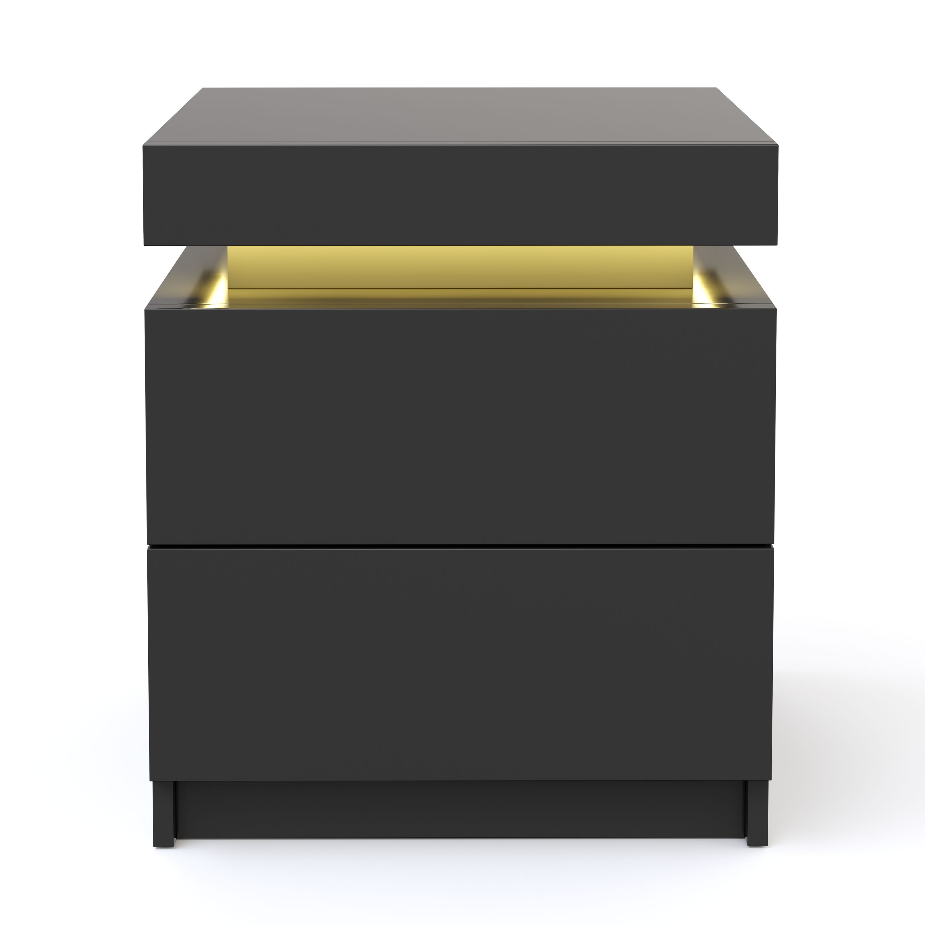 Nachttisch LED MOYA 2 Schubladen schwarz