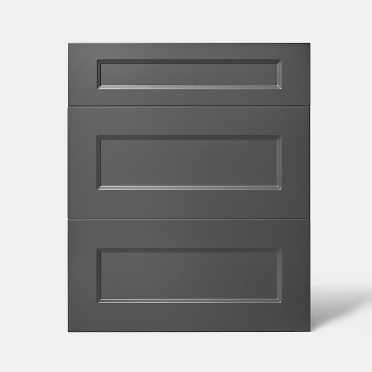 Façade de cuisine 1 tiroir et 2 casseroliers Artemisia gris graphite mat l. 60 cm x H. 72 cm GoodHome