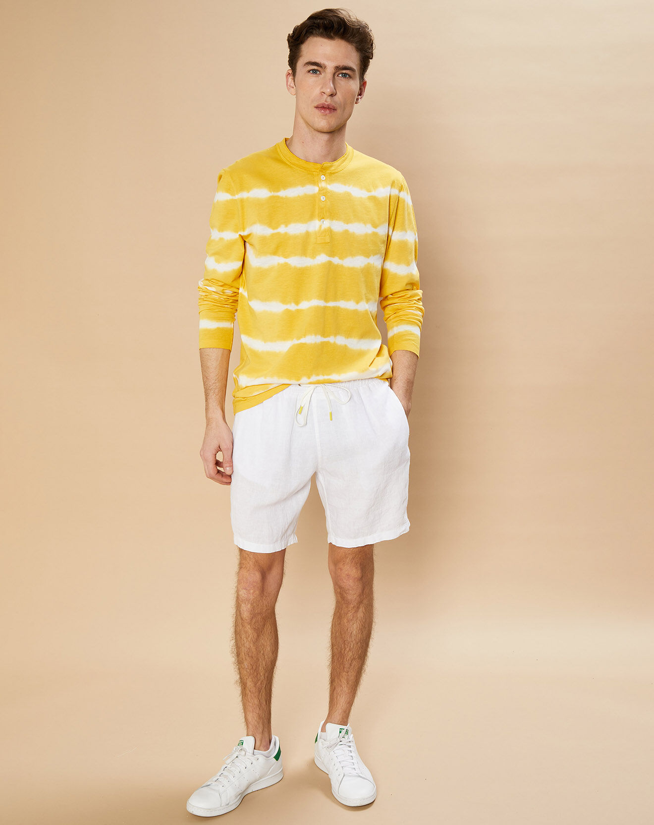 Hartford T-Shirt Henley jaune