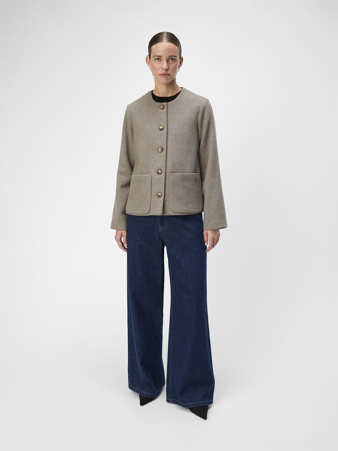 Object OBJPISA SHORT JACKET DIV Desert taupe/melange