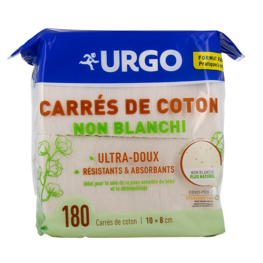 Carrés de coton non blanchi Urgo - Oeko Tex Standard 100