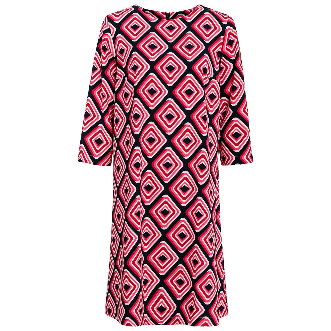 Gina Benotti Damen Kleid mit Retro-Print rot / pink / dunkelblau