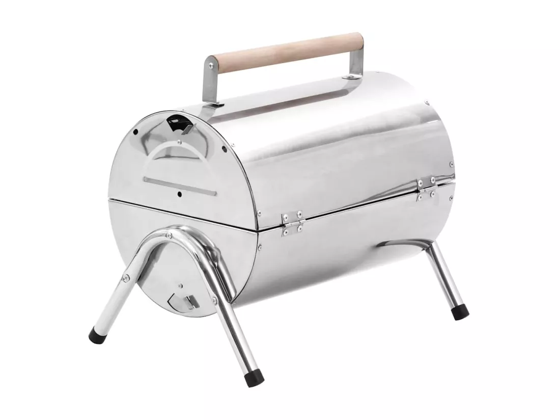 Barbecue au charbon portable Acier inoxydable Grilles doubles