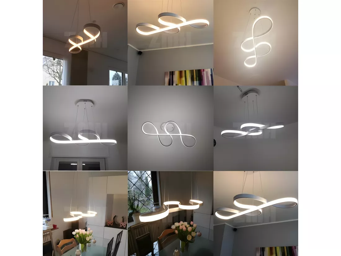 NETTLIFE Suspension LED Blanc 47W Diam.75cm Aluminium Dimmable Salon Blanc Chambre Salle à Manger Lampe Moderne Hauteur Réglable pour Cuisine
