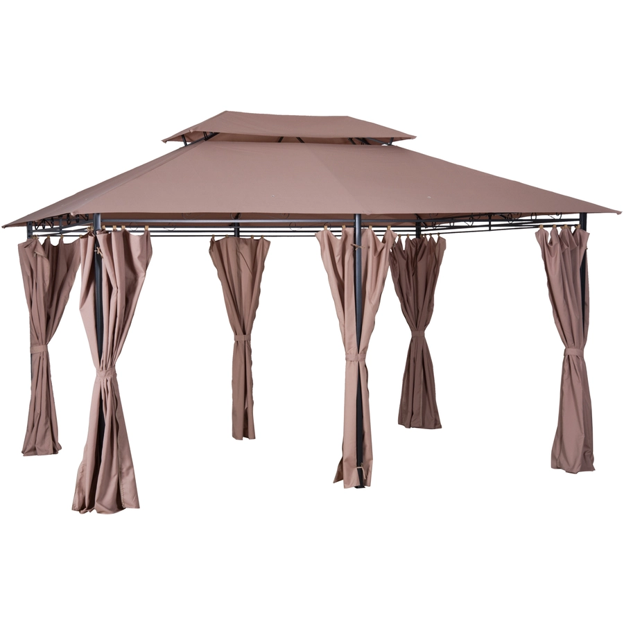 Outsunny Gartenpavillon mit Seitenwände braun