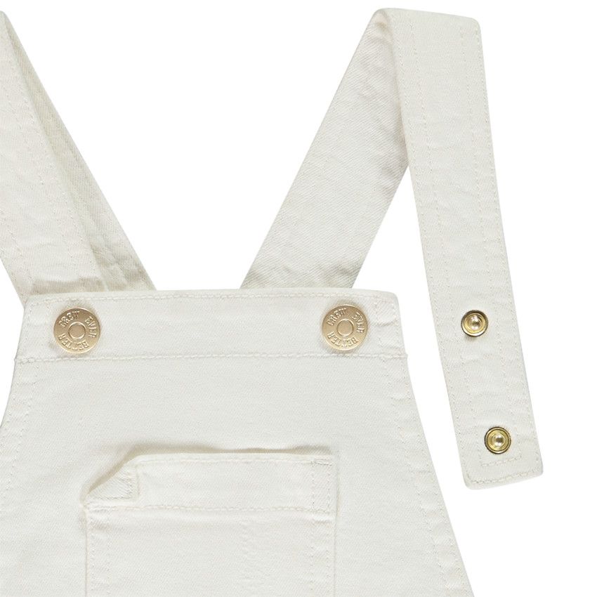 Salopette courte en jean avec ceinture pour fille - Ecru