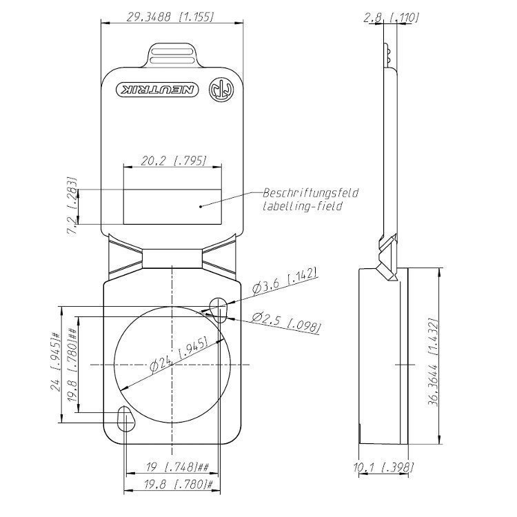 Neutrik SCDX-9 afdekkapje (wit)