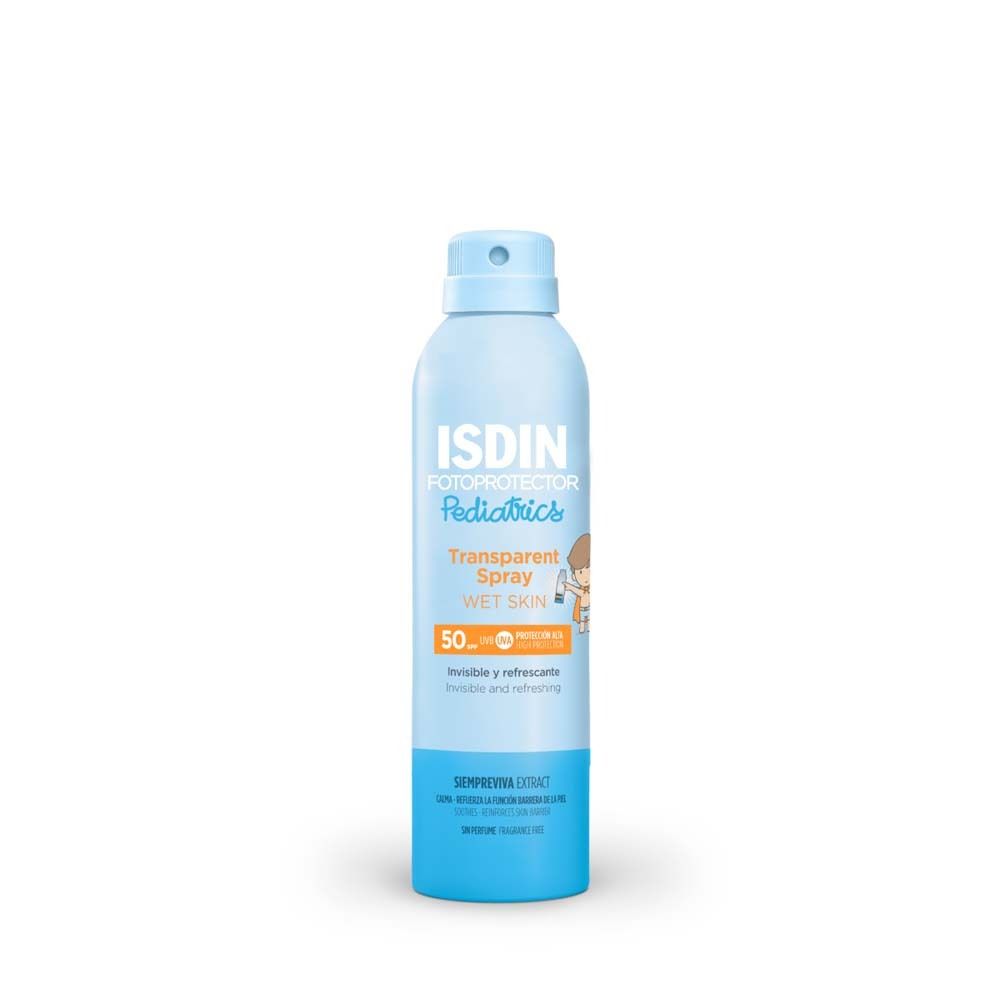 ISDIN Fotoprotector Pediatrics Transparent wasserfestes Sonnenschutzpray für Kinder WET SKIN LSF50
