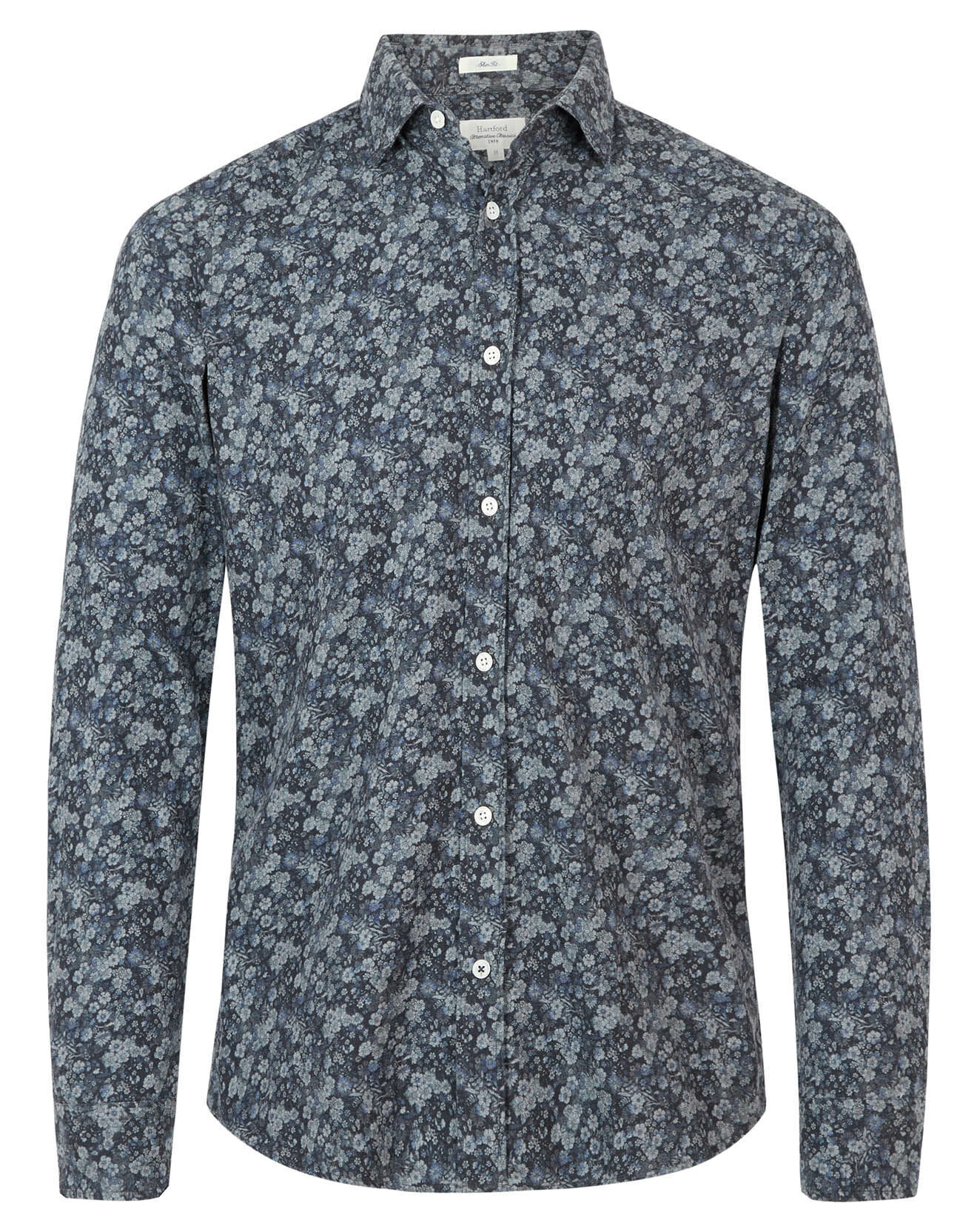 Hartford Chemise Slim Sammy à fleurs gris/bleu