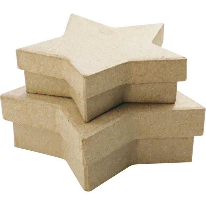 Assortiment 2 boîtes étoiles 10x3/12x3cm - Kraft