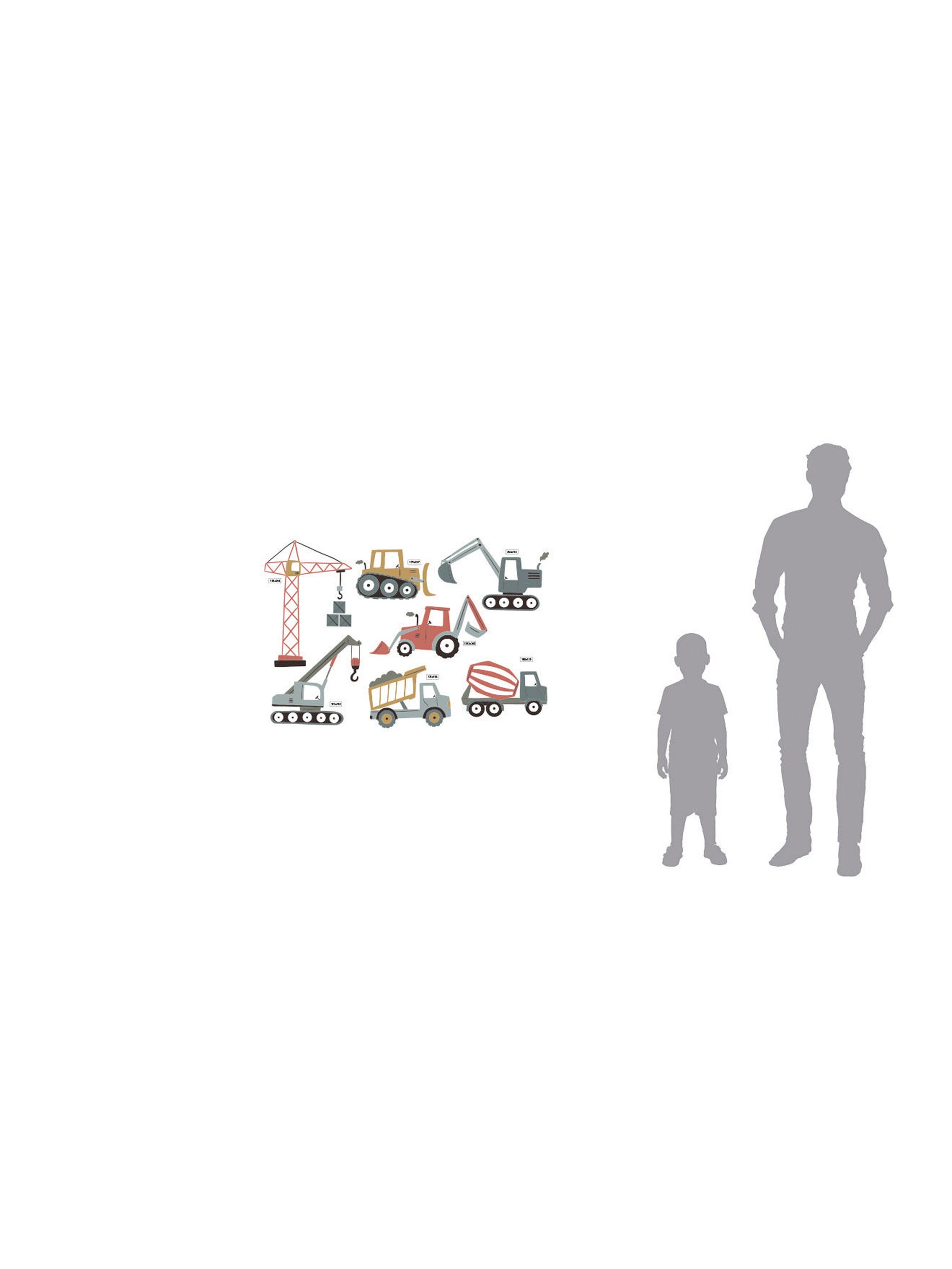 Vertbaudet Kinderzimmer Wandsticker BAUSTELLENFAHRZEUGE rot