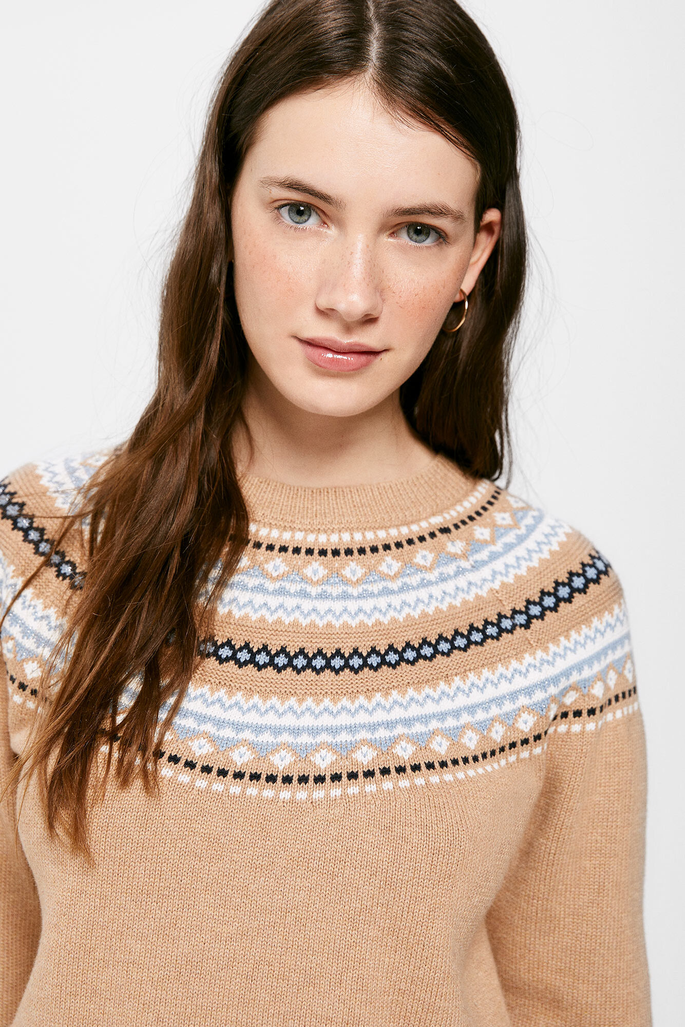 Suéter com gola jacquard