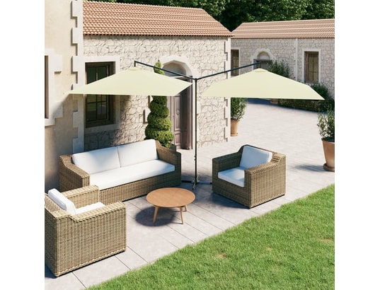 VIDAXL - Parasol déporté Parasol double avec mât en acier sable 600x300 cm