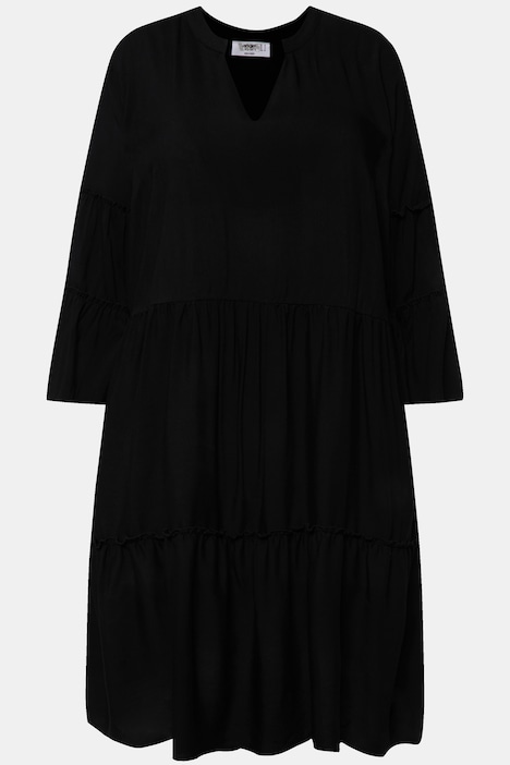 Tunika-Kleid, A-Linie, Tunika-Ausschnitt, 3/4-Ärmel