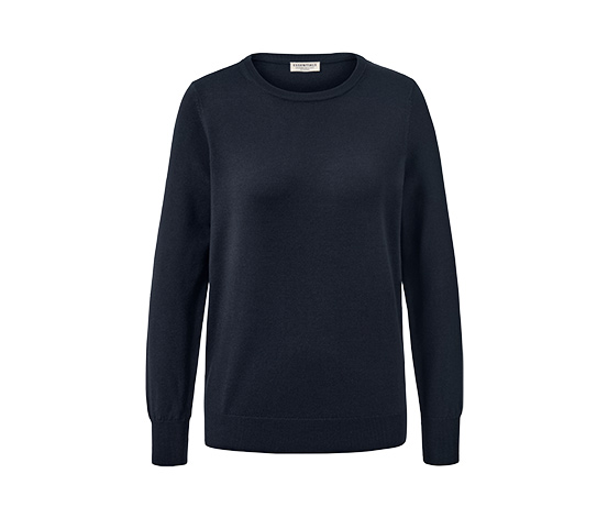 Merino-Feinstrickpullover, dunkelblau
