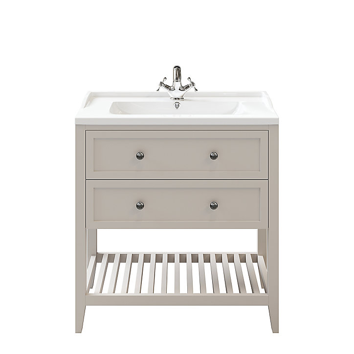 Meuble sous vasque à poser 2 tiroirs GoodHome Perma taupe 80 cm