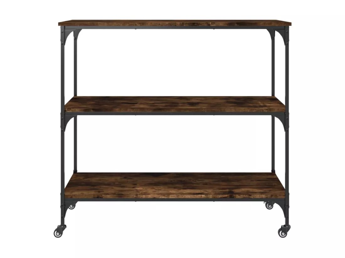 Chariot de cuisine chêne fumé 102x50x95 cm bois d'ingénierie