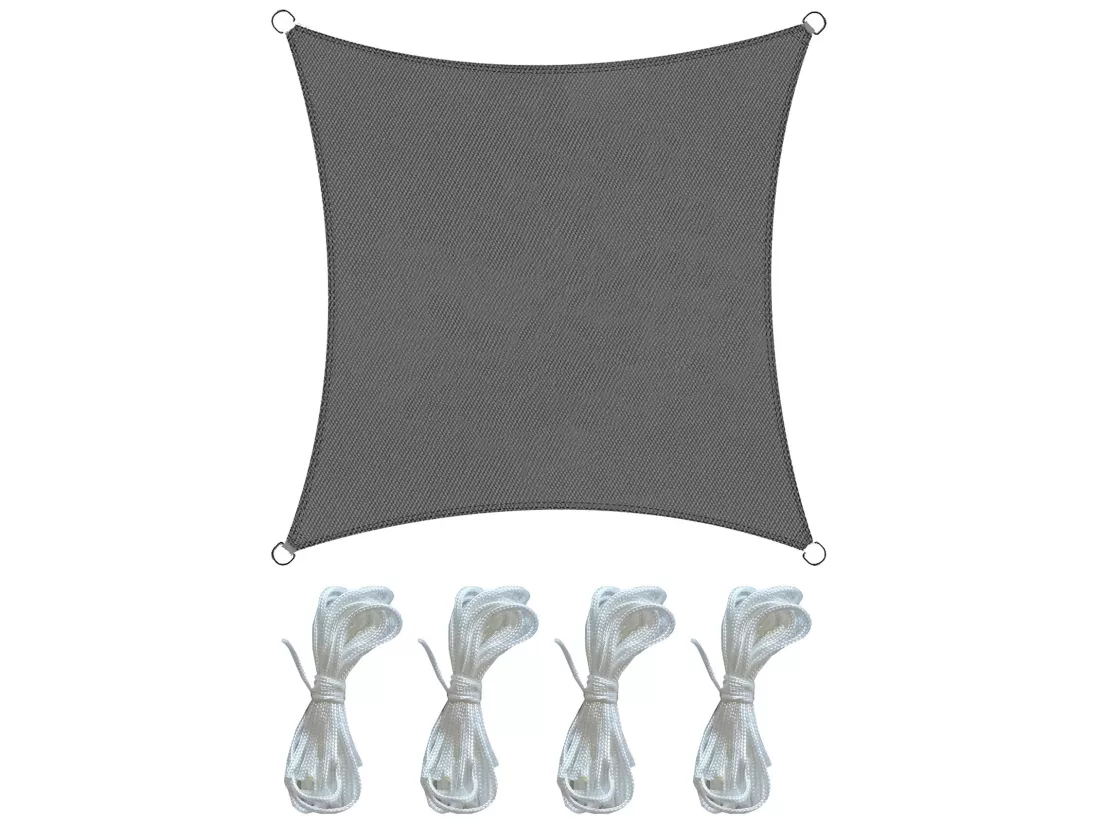 Toile Solaire Voile Gris Foncé Polyéthylène Carré 3.6x3.6
