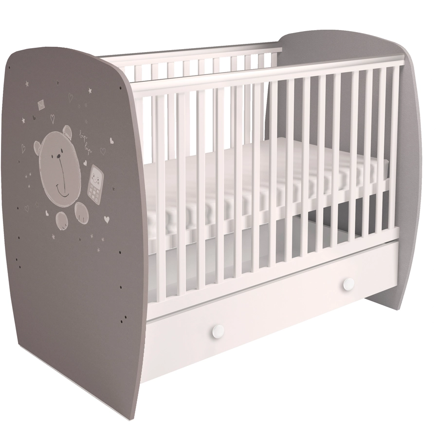 Polini Kids Babybett French 710 Teddy grau-weiß