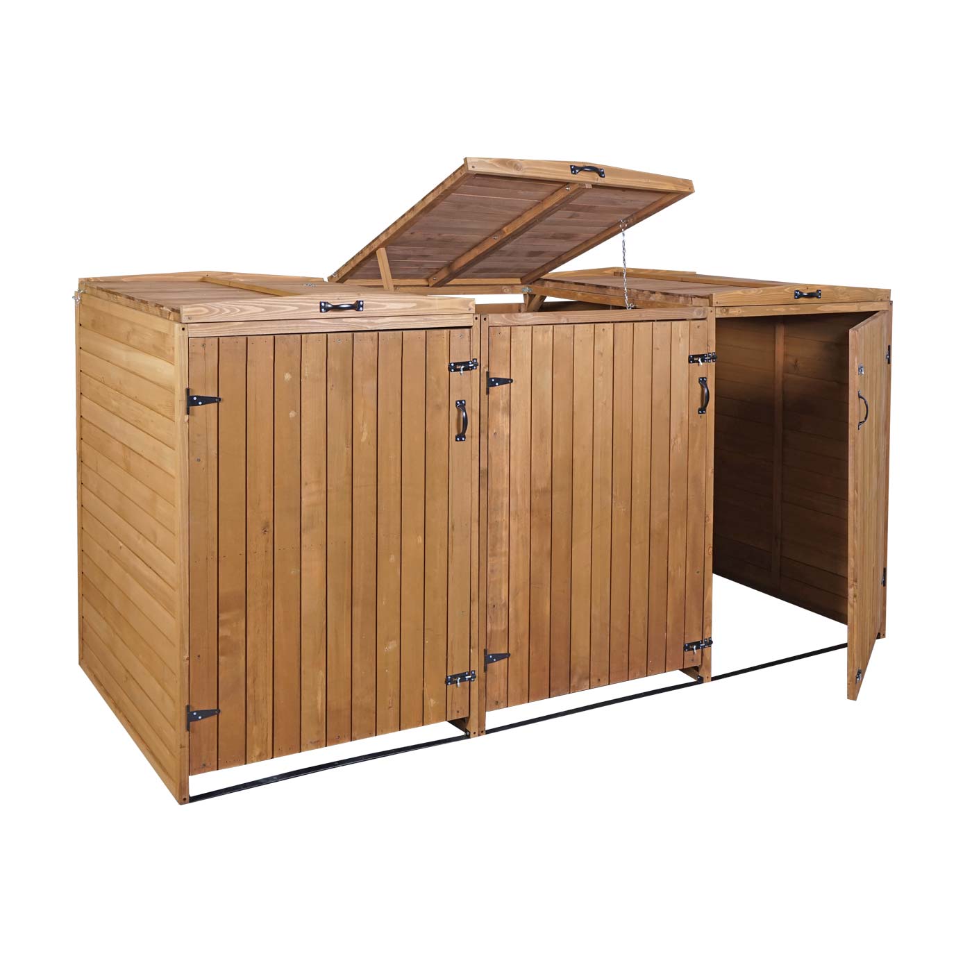 XL 3er-/6er-Mülltonnenverkleidung MCW-H74, Mülltonnenbox, erweiterbar 126x238x98cm Holz MVG ~ braun