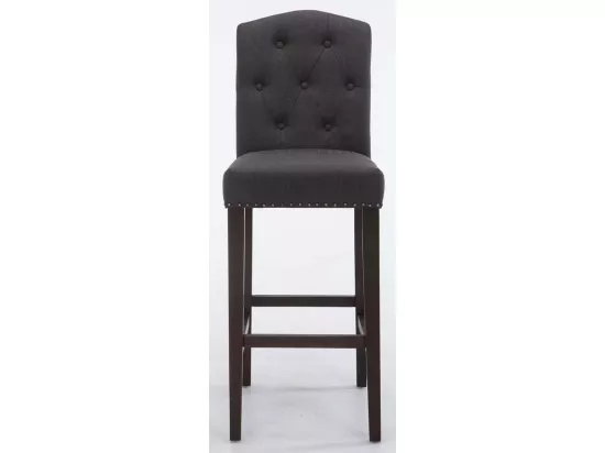 Lot de 2 Tabourets de bar - Tissu & Bois - Gris foncé - Louise