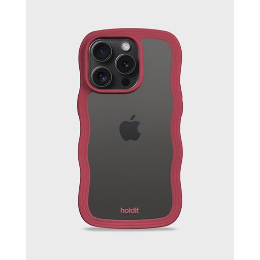 holdit Iphone 15 Pro Transparent Wavy Cover, Red Velvet/Transparent