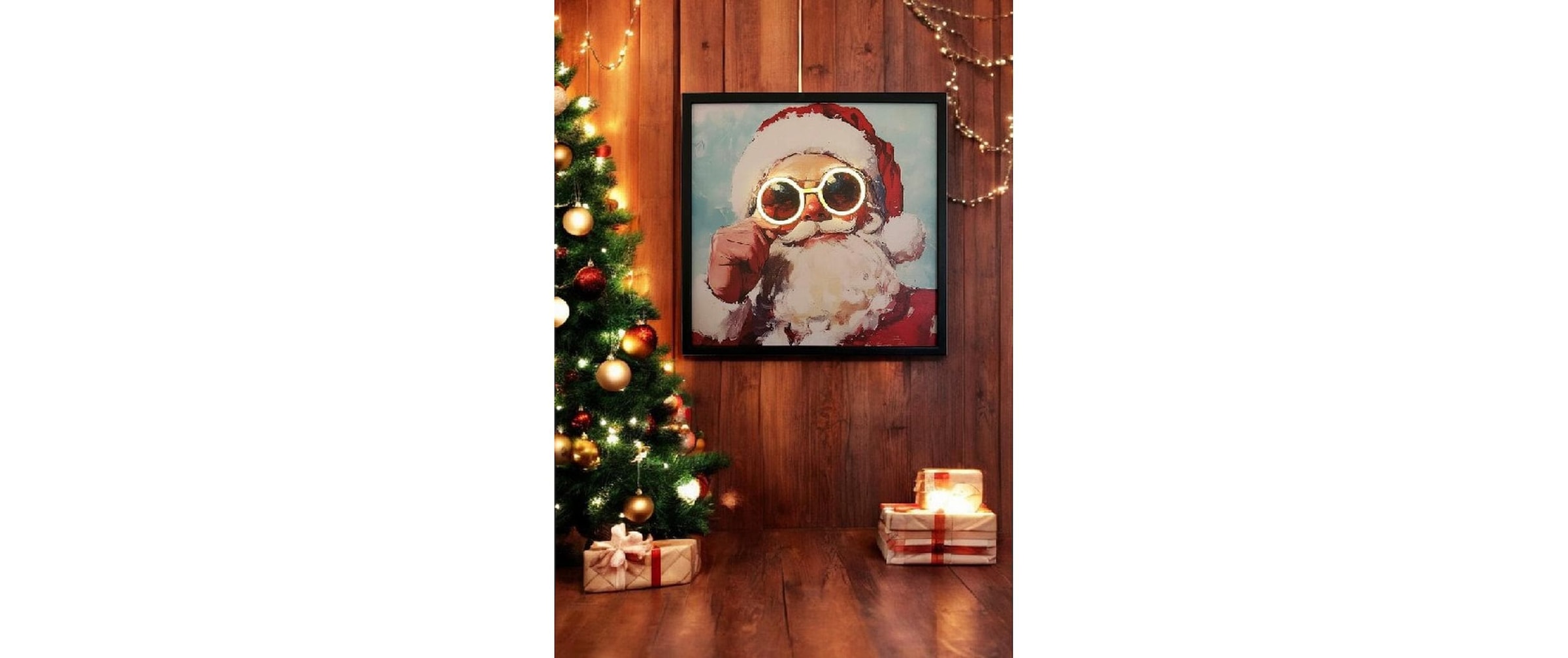 LED-Dekofigur »Bild Santa Neon Brille 46 cm x 46 cm«