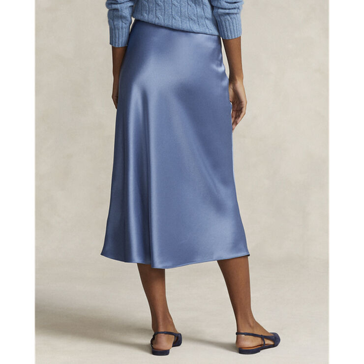 Polo Ralph Lauren Satin Midi Skirt Blå