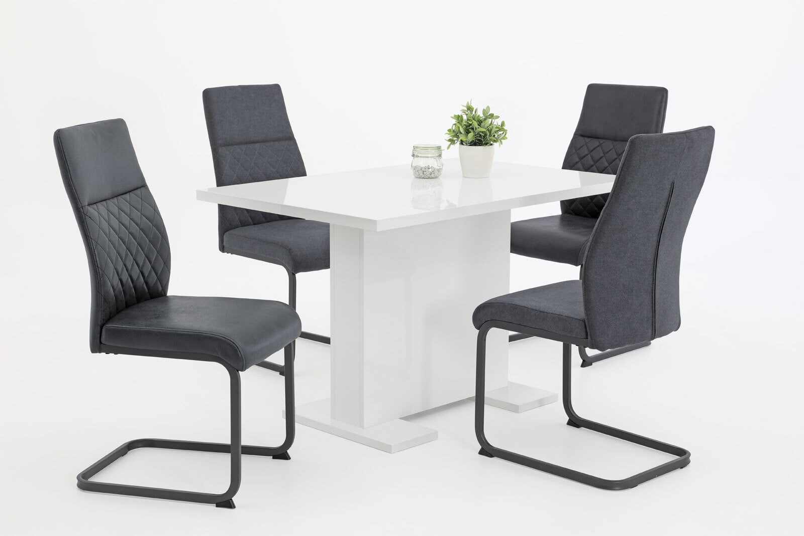 Stuhl Samira Mikrofaser Vintage Anthrazit / Gestell Grau pulverbeschichtet