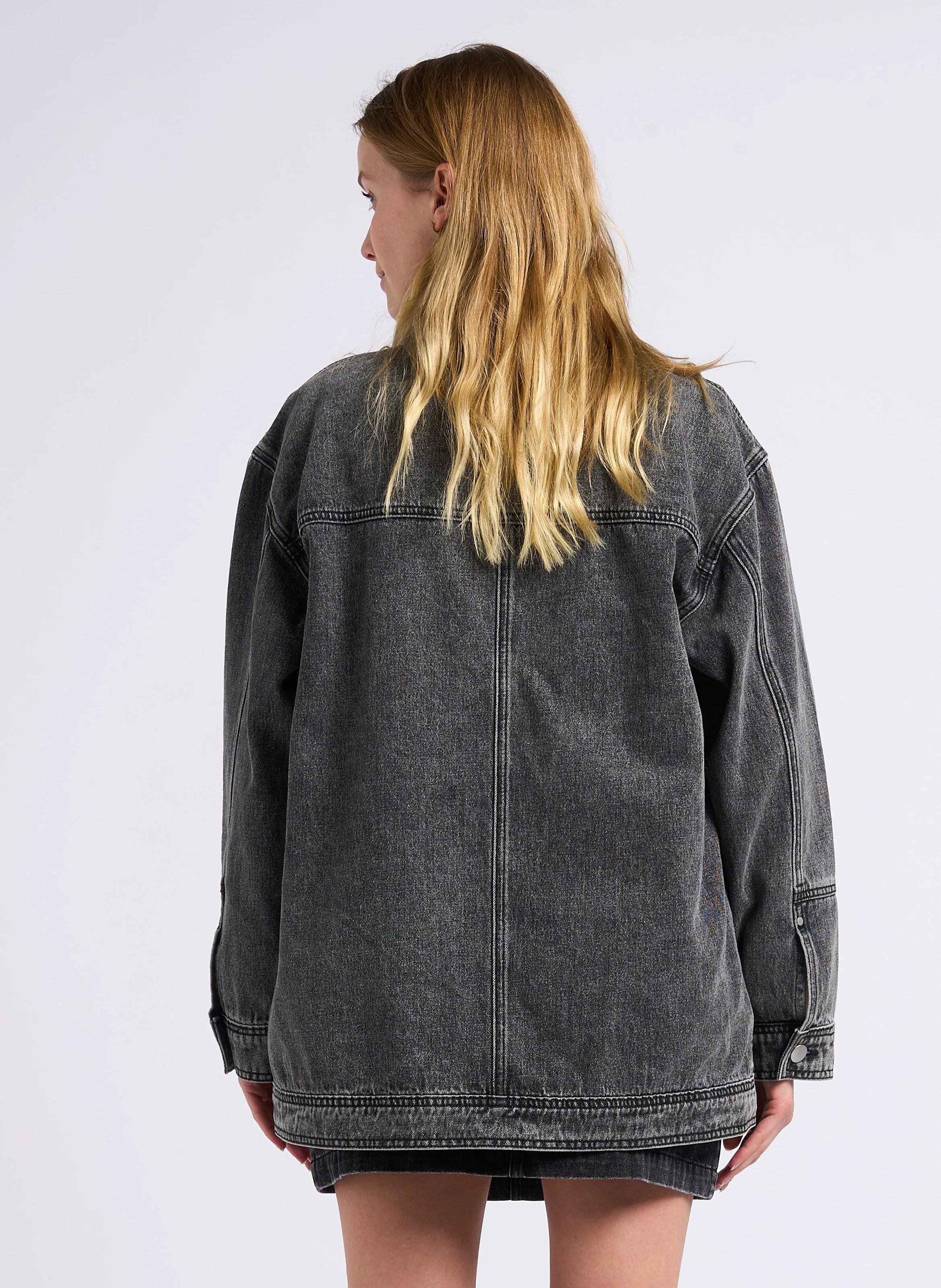 DASY - Veste denim col classique en coton | Noir