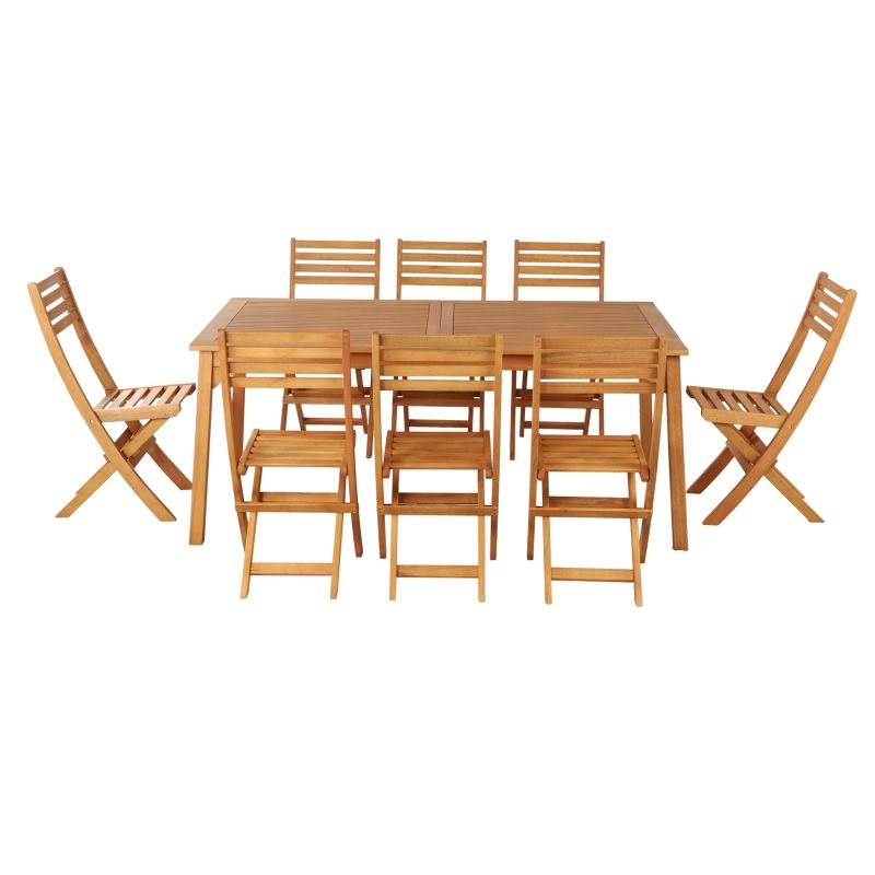 Ensemble repas de jardin sora 8 pl en bois d'eucalyptus fsc et housse de protection