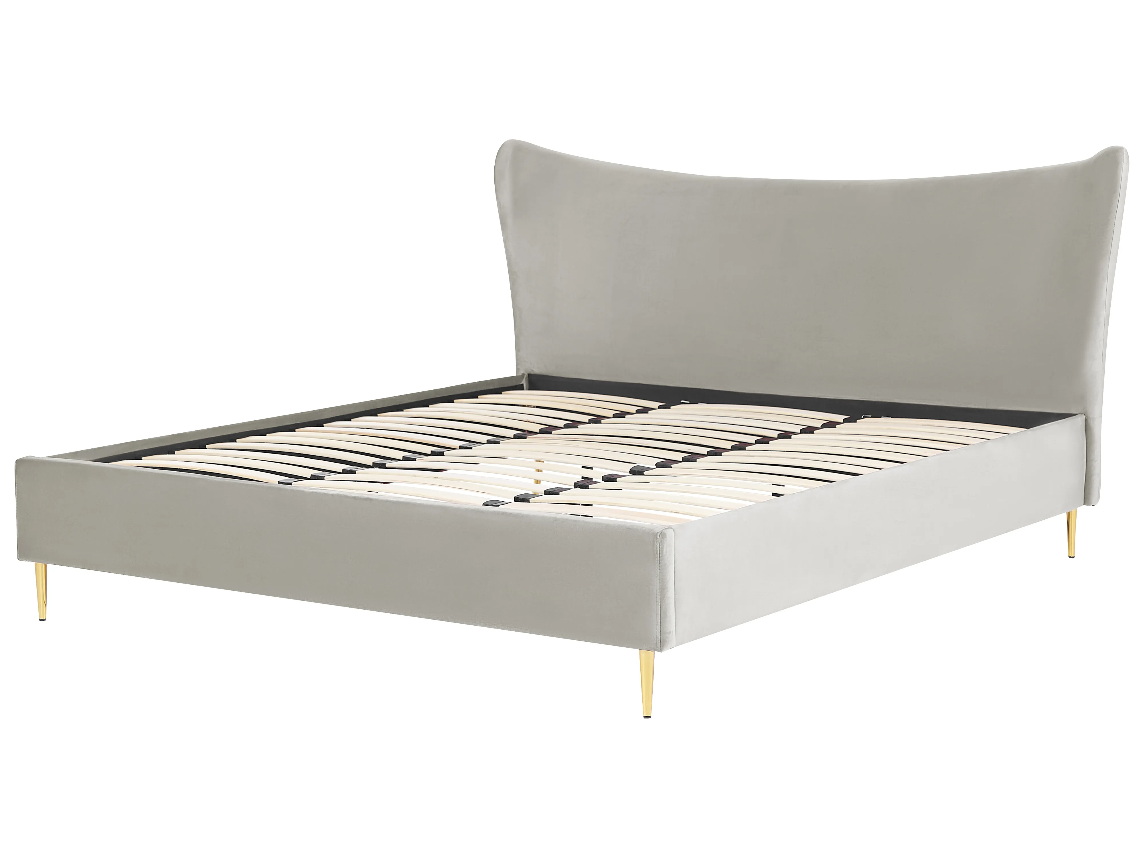 Bed Fluweel CHALEIX 180 x 200 cm Lichtgrijs