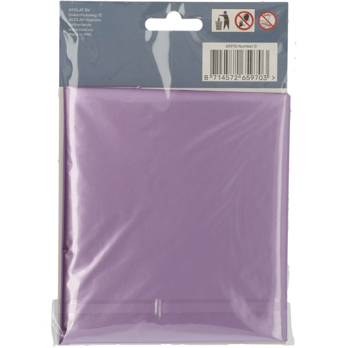 Folie Ballon Cijfer 0 Mat Paars XL 86cm leeg