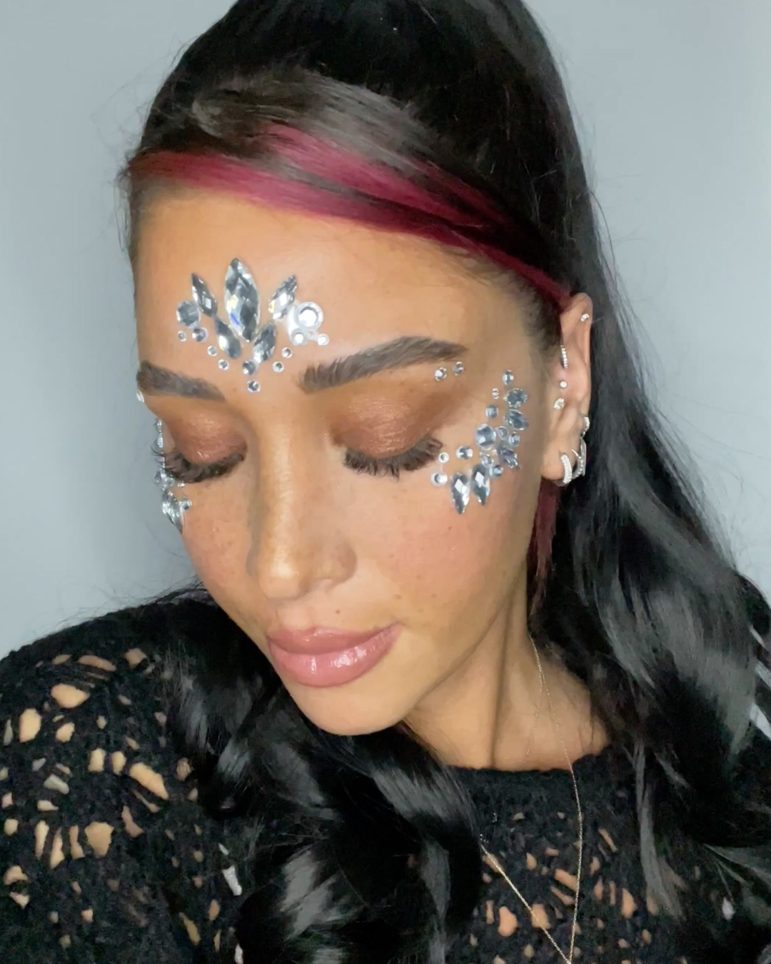Strass Festival Gesichts- und Körper Aufkleber Temporary Tattoo Haut Sticker - Style 9