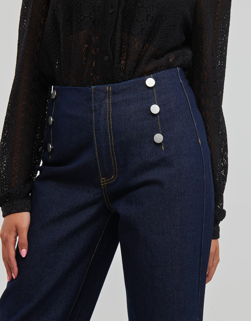Vila - VIUMMA BUTTON HW WIDE JEANS/ C25 - Bleu Brut