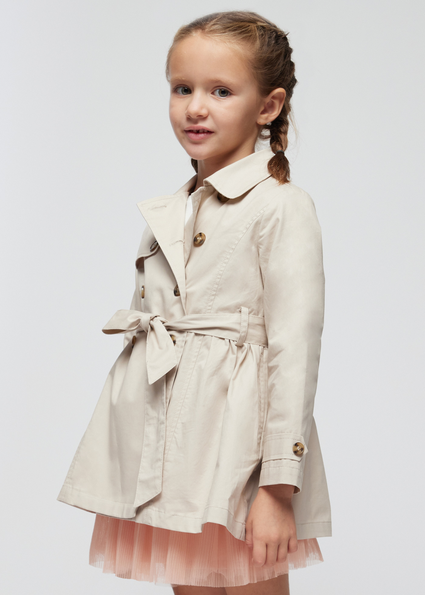 Casaco trench coat fúcsia infantil com laço