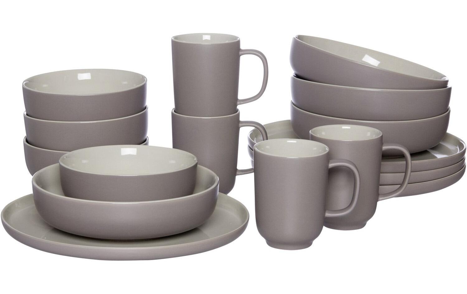Speise-Service Jasper 16-teilig, Taupe<br>Geschirr-Set