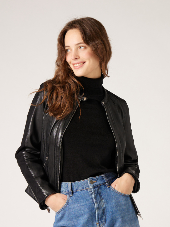 Veste en cuir style motard