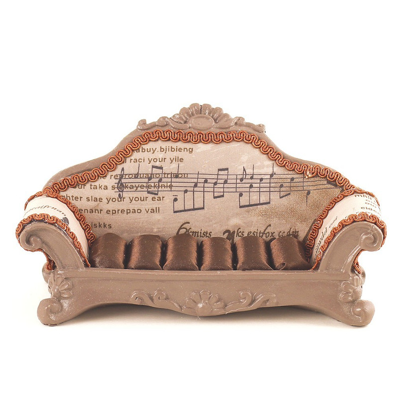 Porte bijoux bagues canapé notes de musique Brun