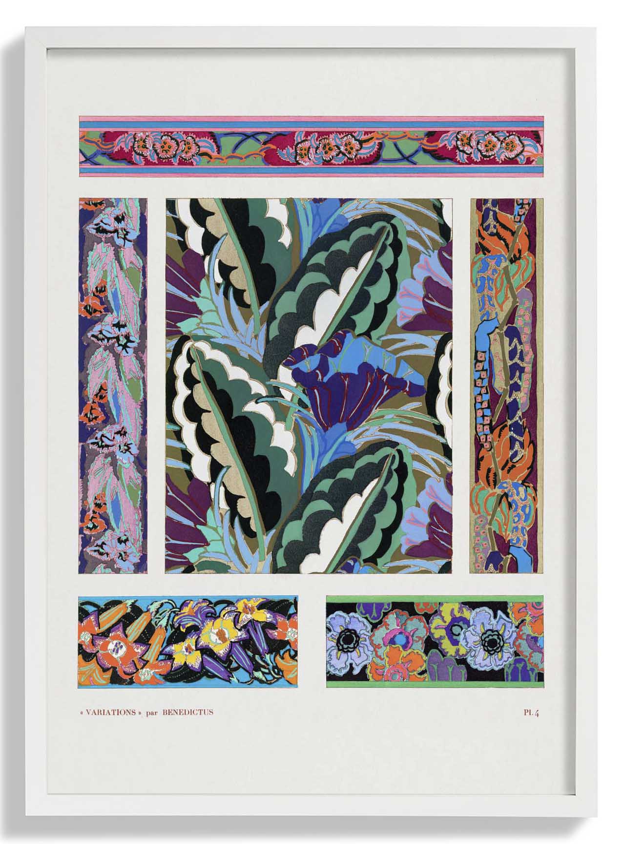 Vintage geometrische Blumenart -Deco -Muster, Variation 4 von Édouard Bénédictus
