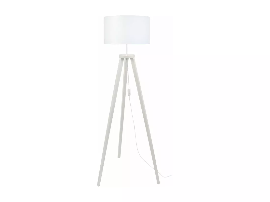 Lampadaire trépied bois blanc 152 cm.